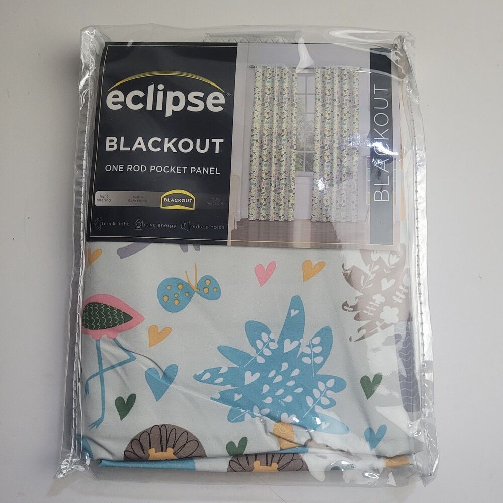 NEW Eclipse Thermaback 'Jungle Party multi' Curtain Panels 42x63in Kids #CT5